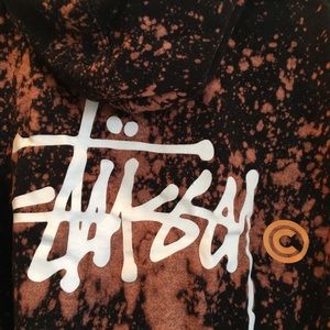 Custom Stüssy Bleached Black Hoodie